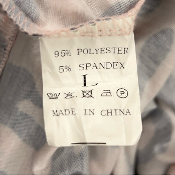 LARGE LEOPARD PRINT TUNIC DRESS TOP RUFFLE LONG SLEEVE STRETCH BLACK CREAM/PINK - Picture 12 of 12